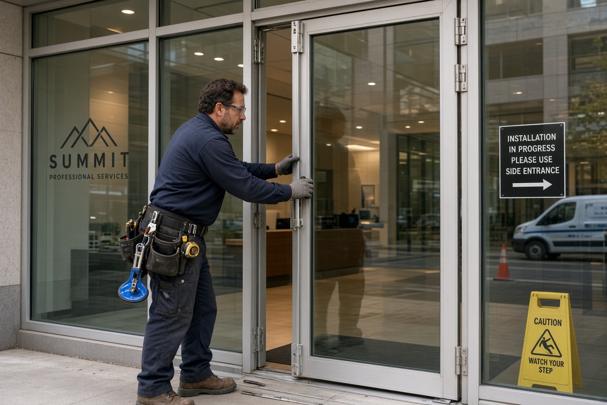 Storefront door installation