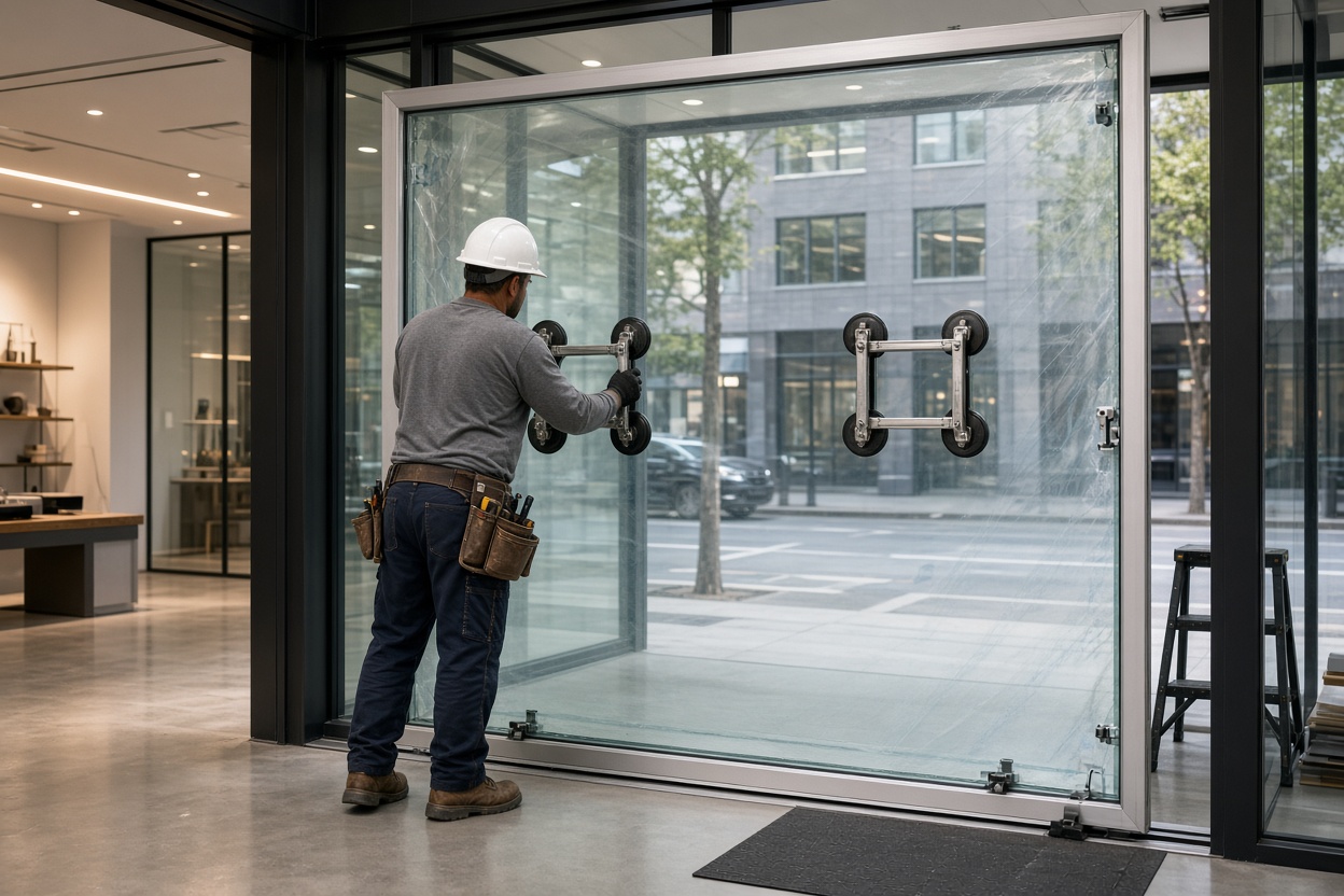 Commercial glass installation