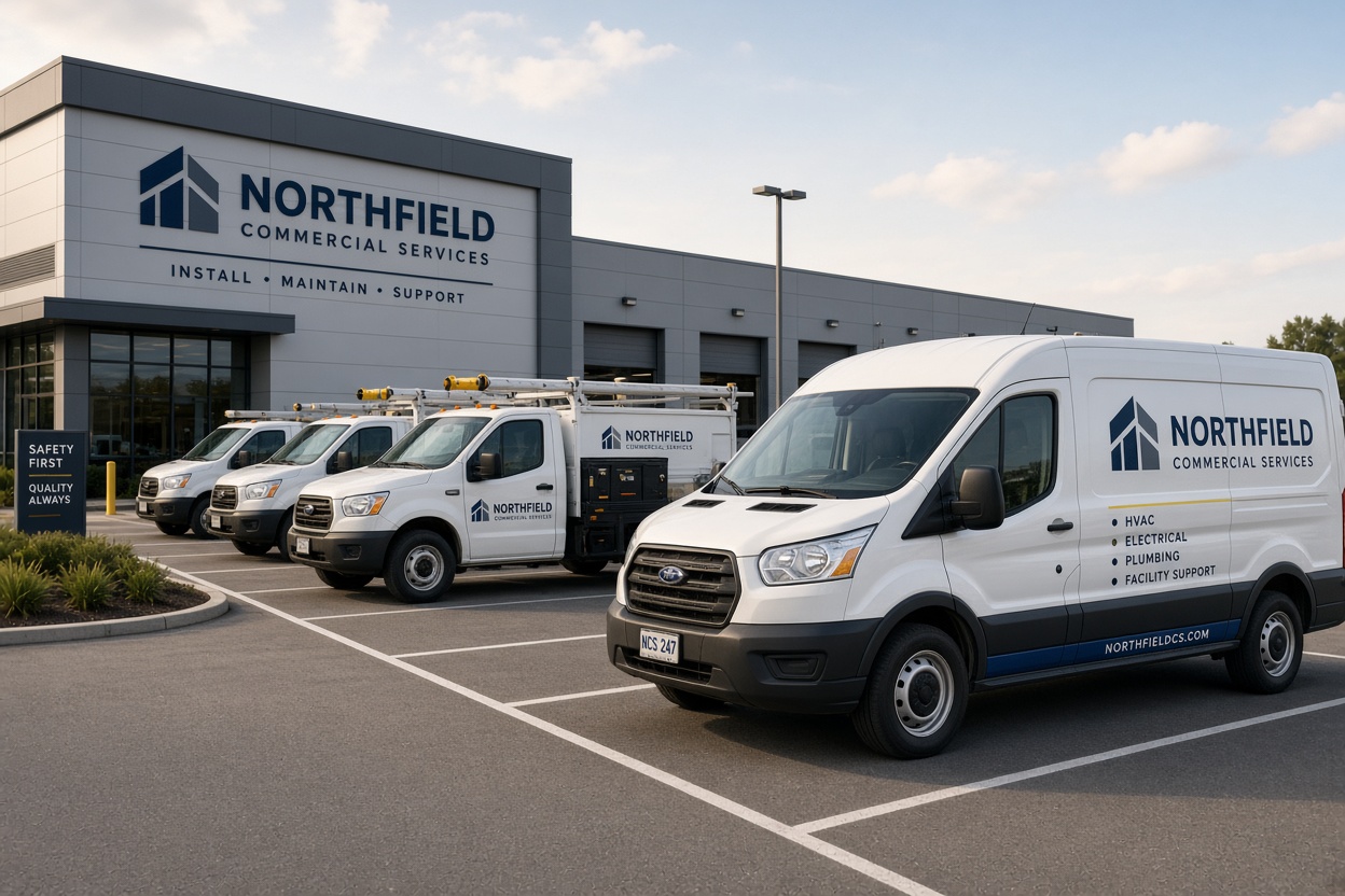 Fleet of commercial work trucks