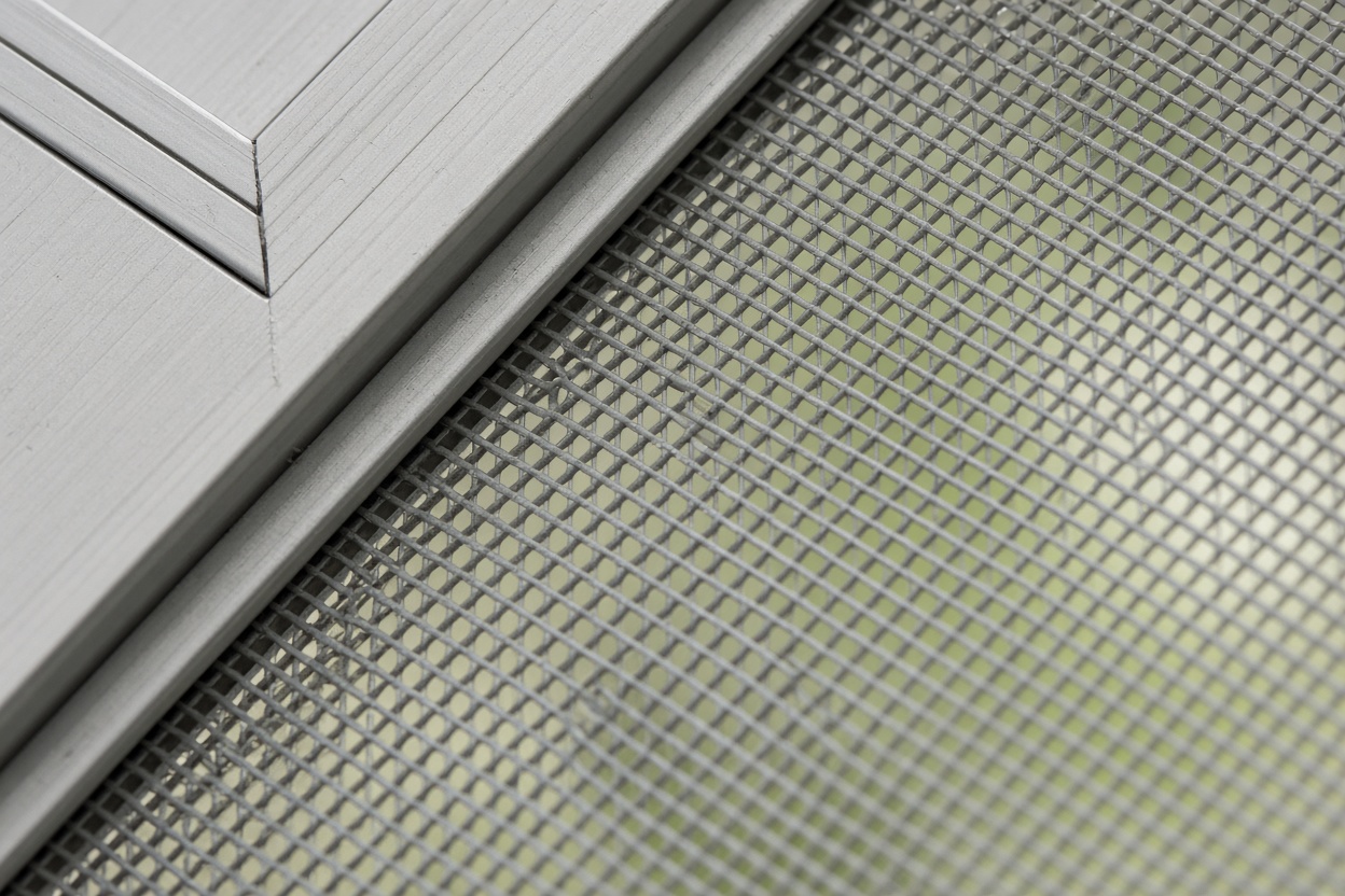 Window screen material close-up