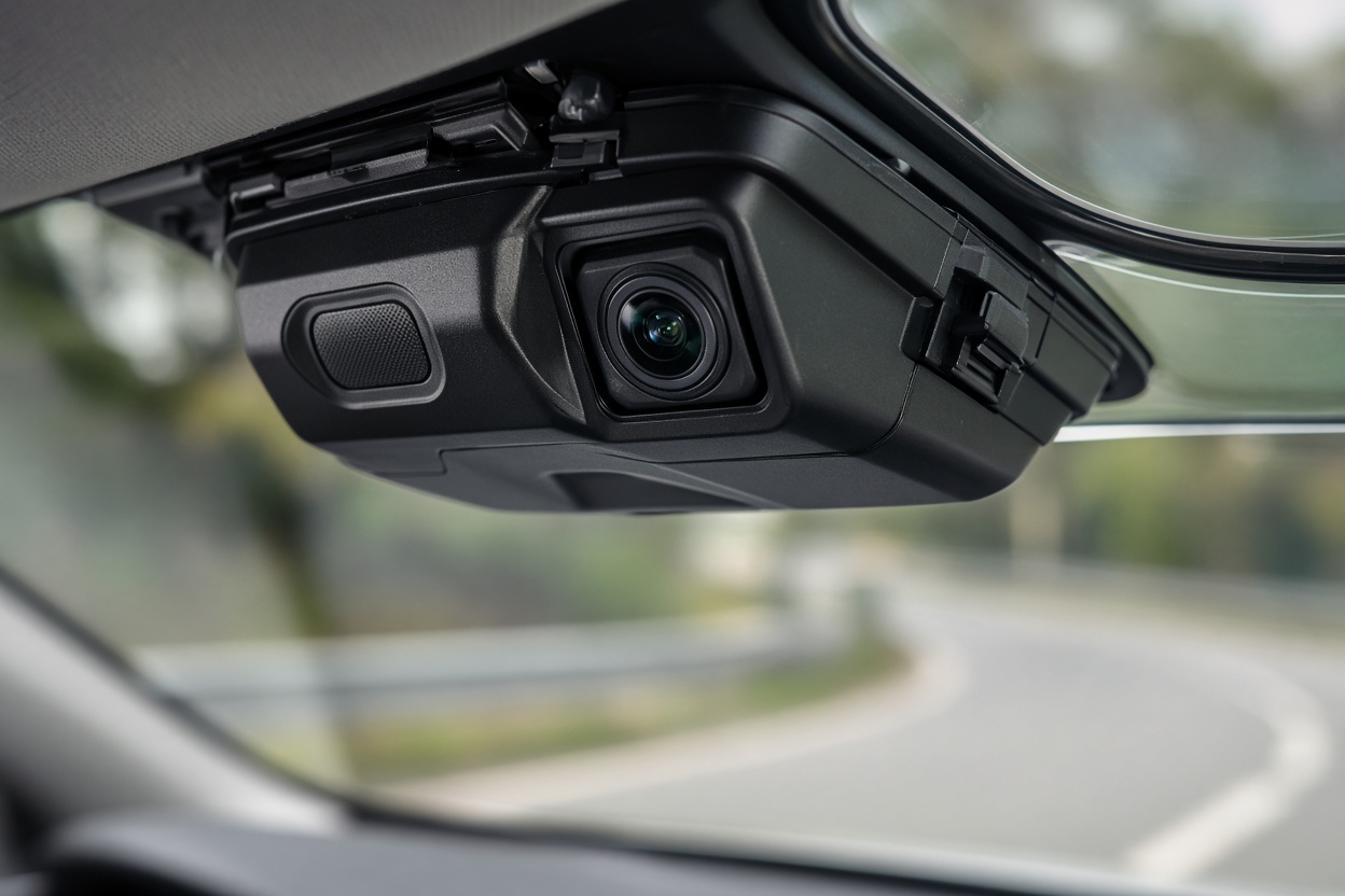 ADAS camera and sensor mounted behind car windshield