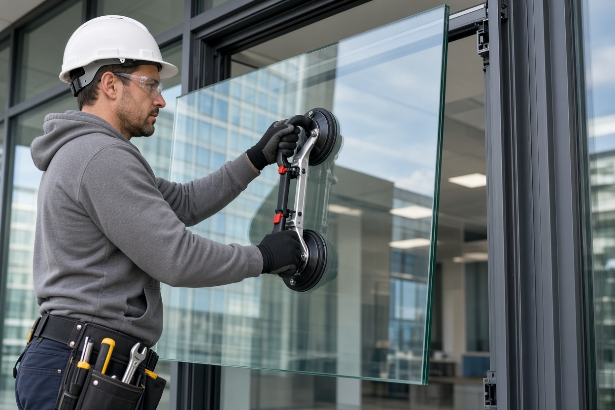 Commercial glass installation