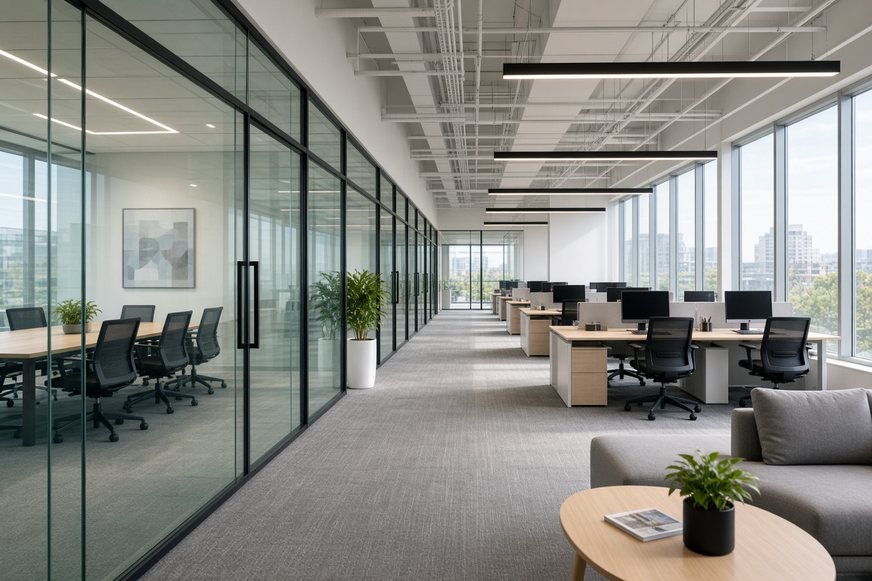Commercial office glass partitions