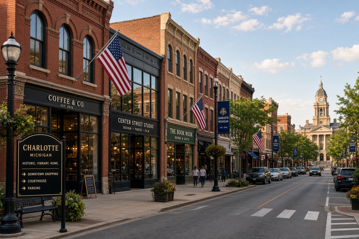 Downtown Charlotte Michigan main street
