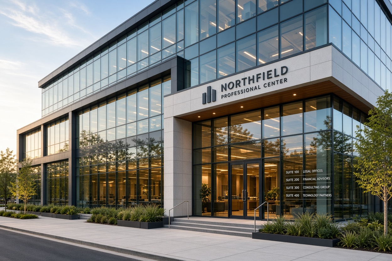 Modern commercial glass storefront building
