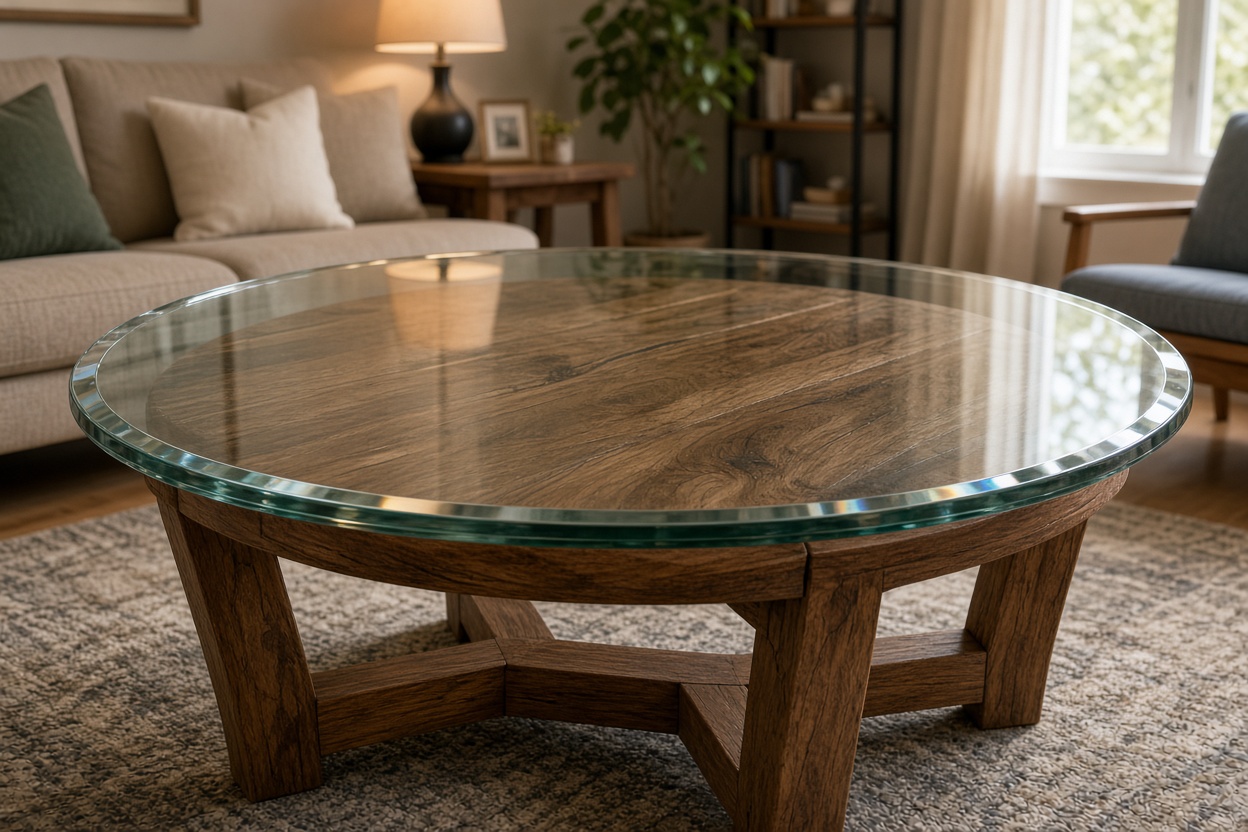 Round glass table top coffee table