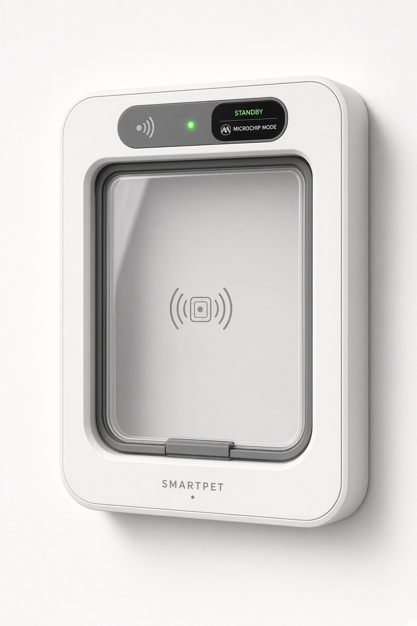 Electronic smart pet door microchip