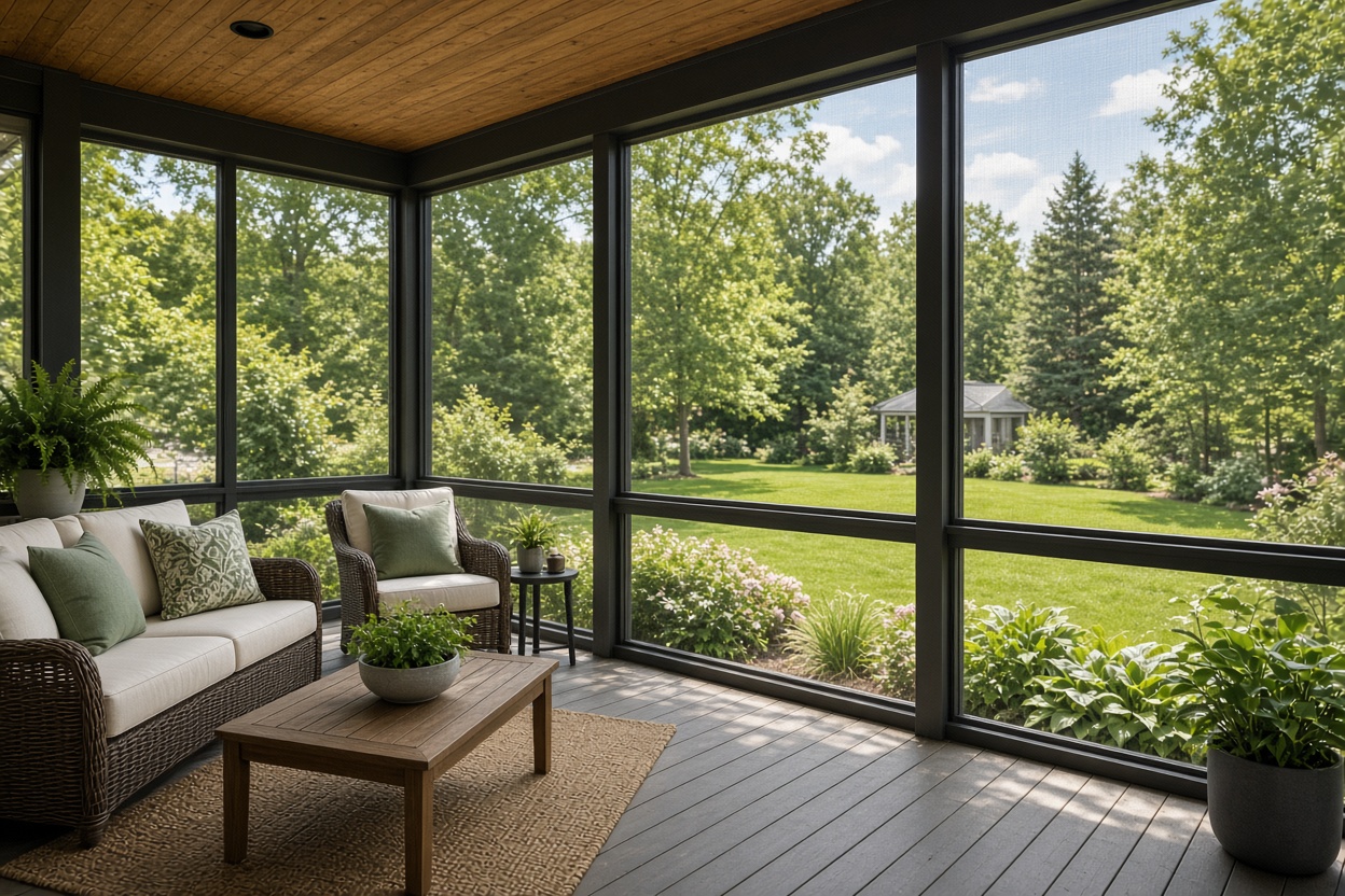 Screened porch large panels