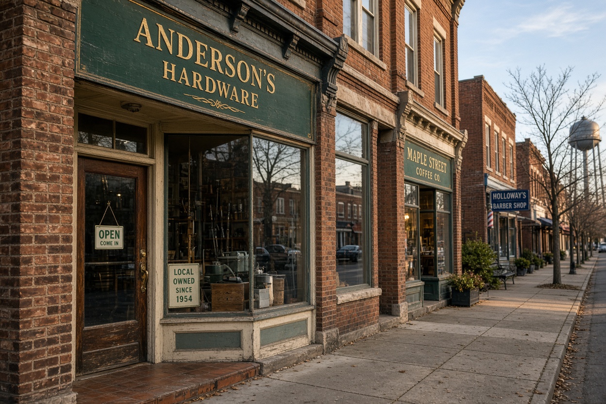Downtown storefront doors