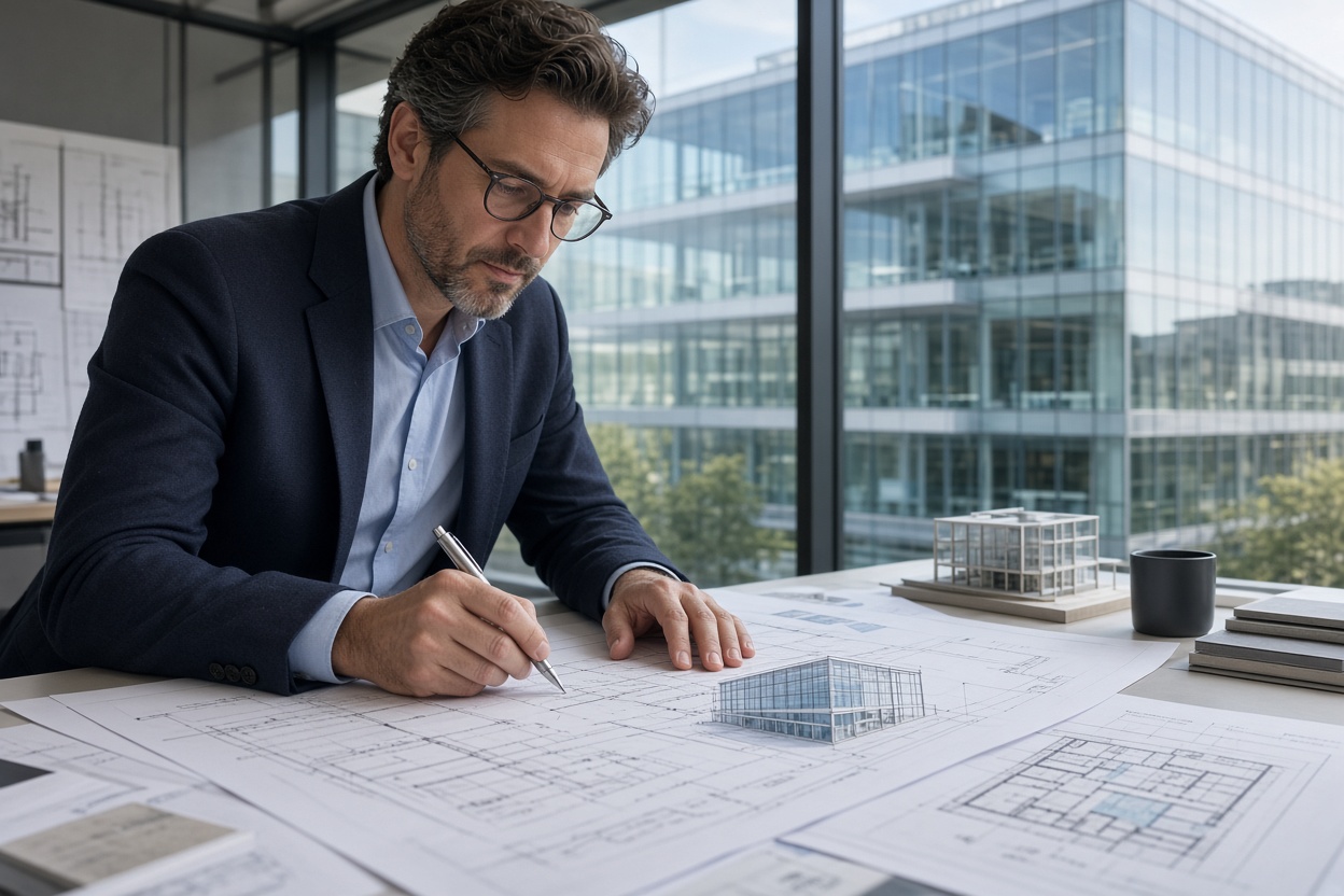 Architect glass blueprint