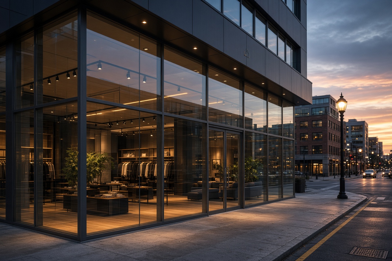 Storefront facade glass