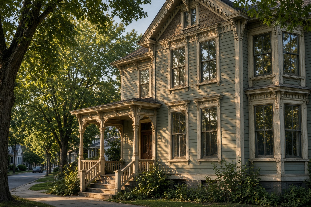 Historic Victorian home with original wood windows